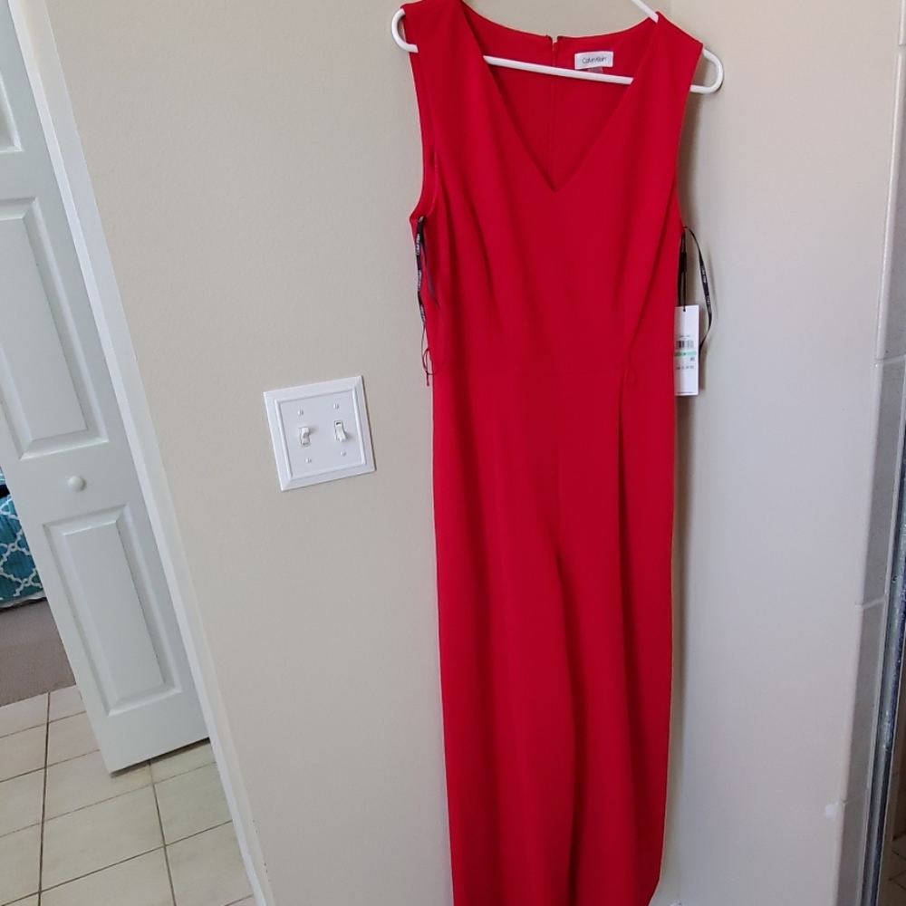 Calvin Klein Red Sleeveless Jumpsuit